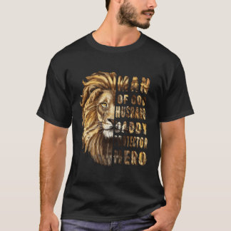 Camiseta Leão Pai Homem de Deus Marido Protetor Pai Herói F