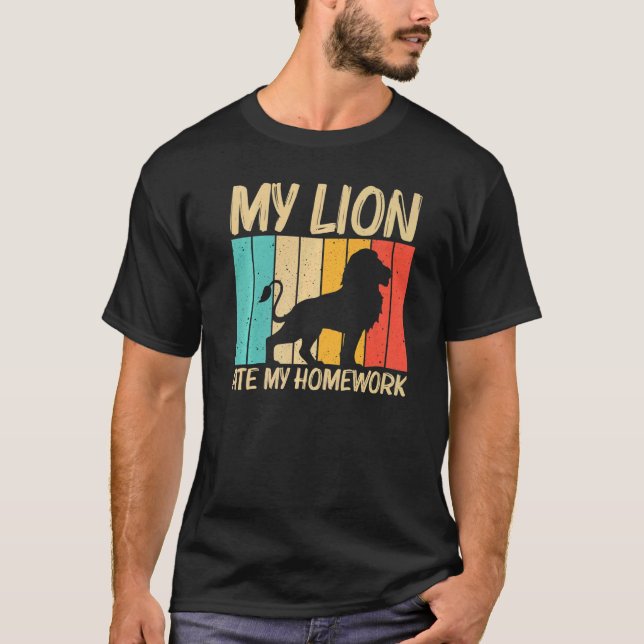 Camiseta Leão Para Crianças Lion Jungle Safari Animal (Frente)