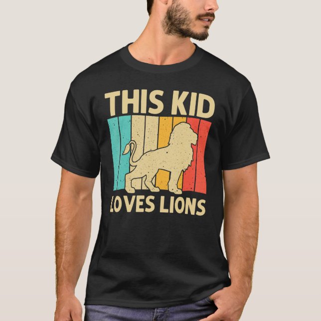 Camiseta Leão Para Crianças Meninos Retro Africano Safari Z (Frente)