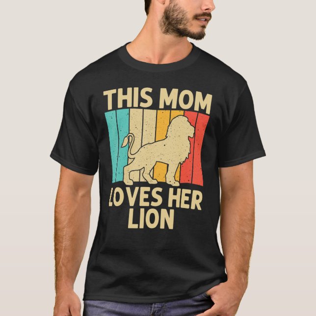 Camiseta Leão Para Mãe Mãe Mãe Afro Safari Zoo Retro (Frente)