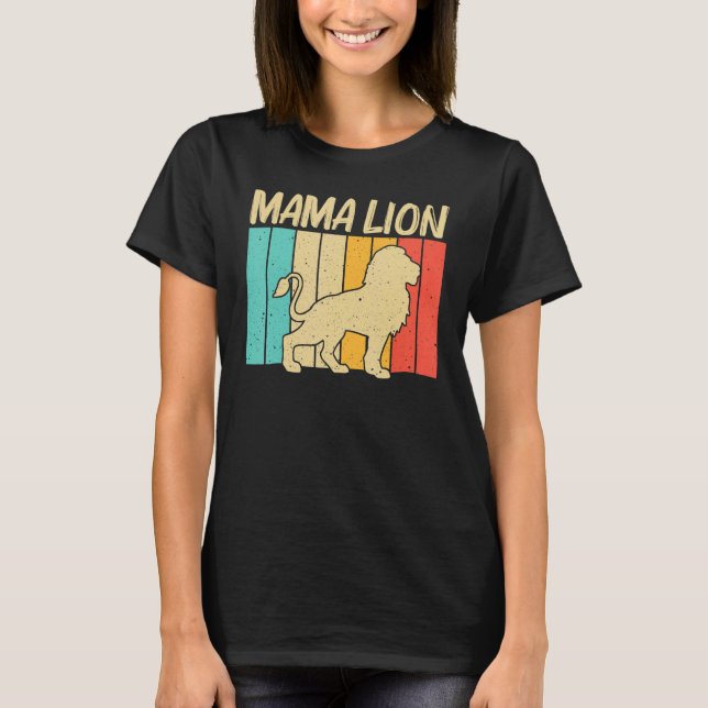 Camiseta Leão Para Mulheres Mãe Afafricano Safari Zoo Retro (Frente)
