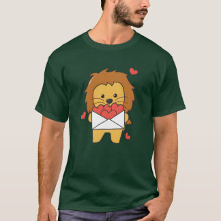 Camiseta Leão para o Dia dos Namorados Animais Fofos Com Co