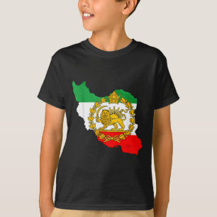 Camiseta leão persa, mapa do Irã, bandeira iraniana, leão &