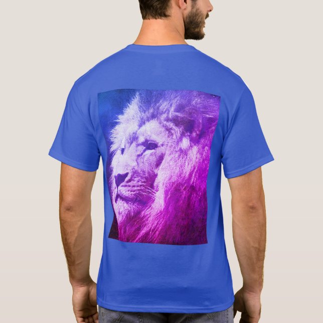Camiseta Leão Personalizável Face Moderna Mens Vermelhos (Verso)