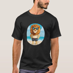 Camiseta Leão Pronto para a Praia em Cueca de Banho para Di