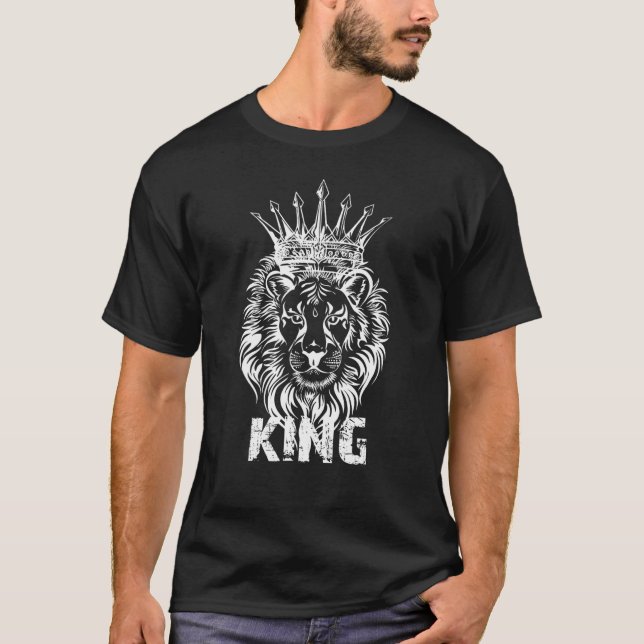 Camiseta Leão Rei Dos Animais Chefe Herscher Poderoso (Frente)