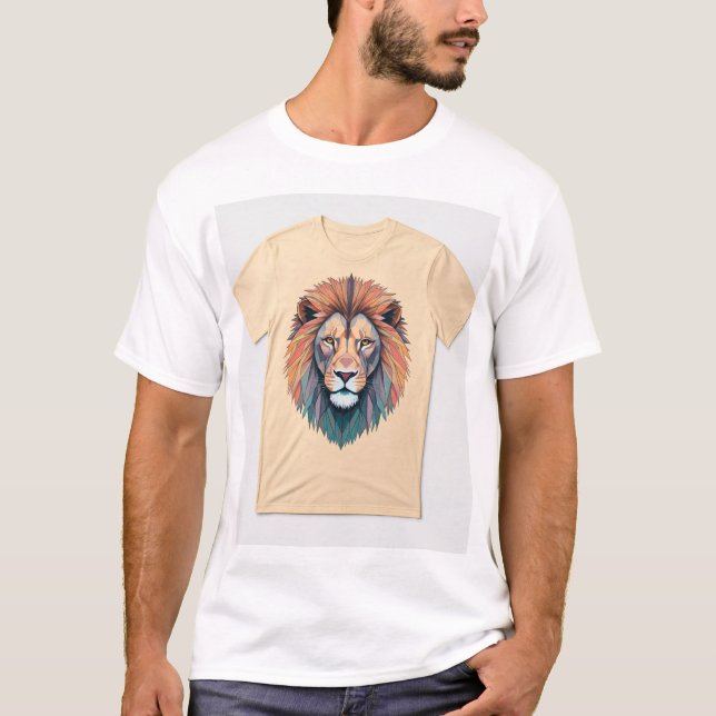 Camiseta "Leão Retroativo Geométrico: Tee de Devolução dos  (Frente)
