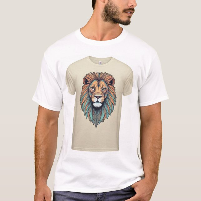 Camiseta "Leão Retroativo Geométrico: Tee de Devolução dos  (Frente)
