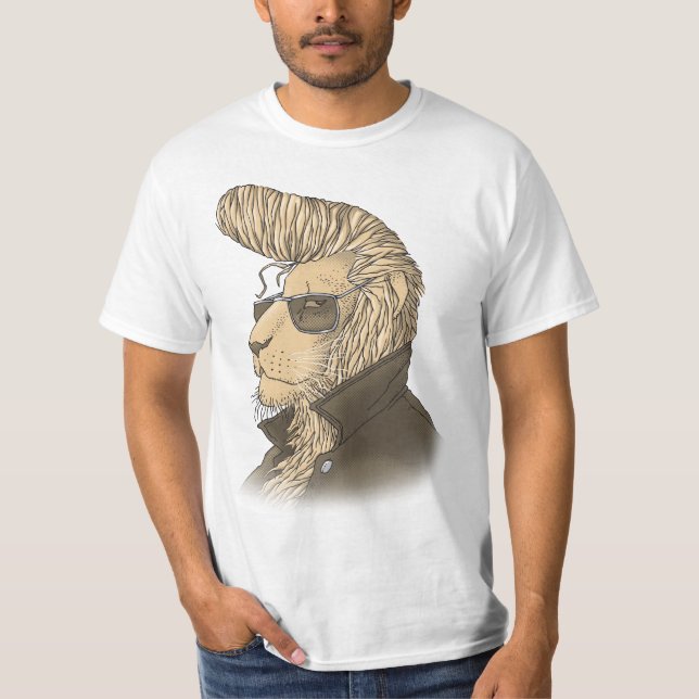 Camiseta Leão Rockabilly (melhor prêmio de hoje) (Frente)
