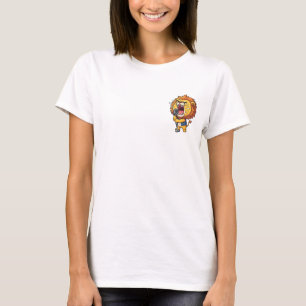 Camiseta Leão Rocker Energético Cantando Alto em Microfone