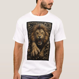 Camiseta Leão Rugindo – Micro Mosaico 3D