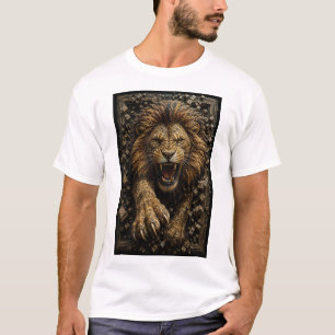 Camiseta Leão Rugindo – Micro Mosaico 3D
