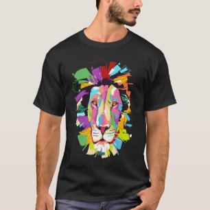 Camiseta Leão Selvagem Cores Brilhantes Leões Grande Felino