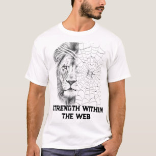 Camiseta Leão Surrealista Preto e Branco Motivacional Web