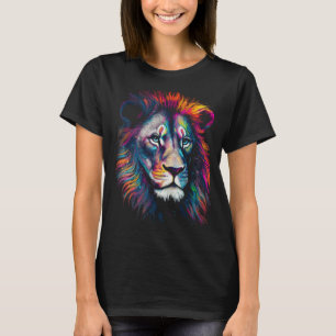 Camiseta Leão Trabalho de arte do Zoológico Colorido de Leã