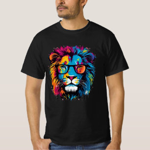 Camiseta Leão Urbano: Arte Colorida de T-shirt Grafite