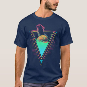 Camiseta Leão Vaporwave Synthwave 90s 80s Pôr do sol engraç