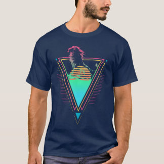 Camiseta Leão Vaporwave Synthwave 90s 80s Pôr do sol engraç