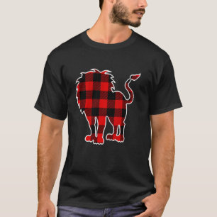 Camiseta Leão Vermelho Búfalo Xadrez Lionet Filhote Pj Fami