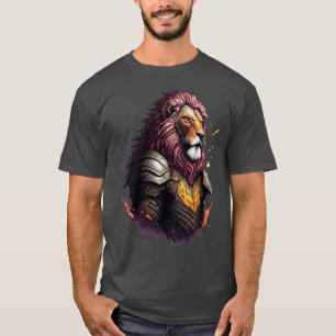 Camiseta Leão vestindo armadura guerreira antiga