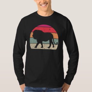 Camiseta Leão Vintage Silhueta de Leão Retrô Animal 70s 80