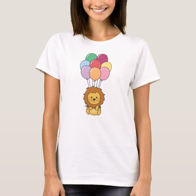 Camiseta Leão Voa Com Balões Coloridos (Frente)