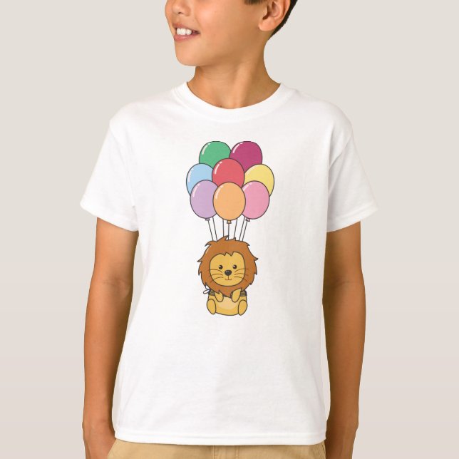 Camiseta Leão Voa Com Balões Coloridos (Frente)