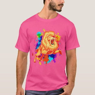 Camiseta Leão Zoológico Africano Colorido