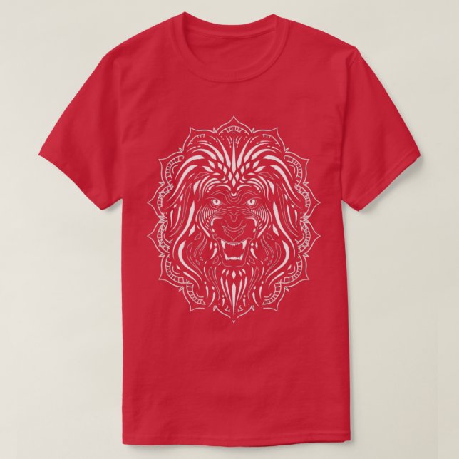 Camiseta Leão Zoológico de Mandala Africano-amante de os an (Frente do Design)
