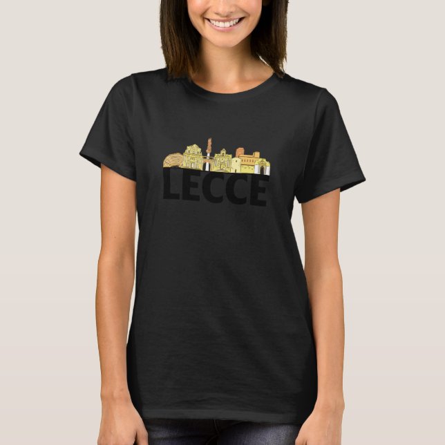 Camiseta Lecce Italy Europe City Skyline Silhouette Outline (Frente)