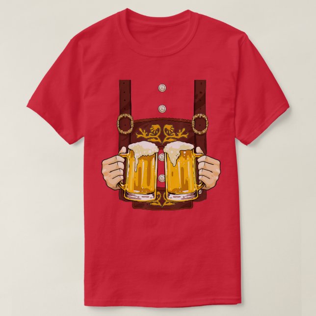 Camiseta Lederhosen Costume Oktoberfest Men Prost Beer Mug (Frente do Design)