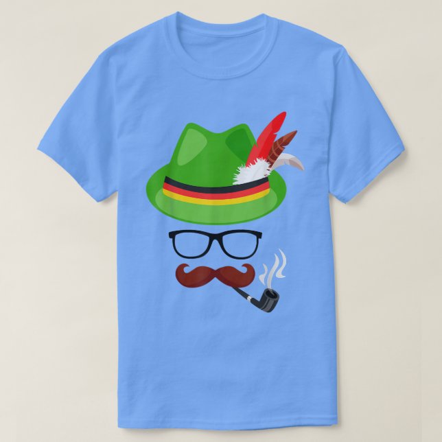 Camiseta Lederhosen Oktoberfest German Face Glass Halloween (Frente do Design)