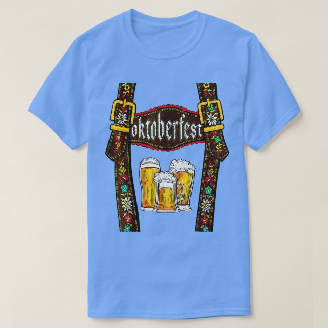 Camiseta Lederhosen Suspenders Oktoberfest Bavarian Munique (Frente do Design)
