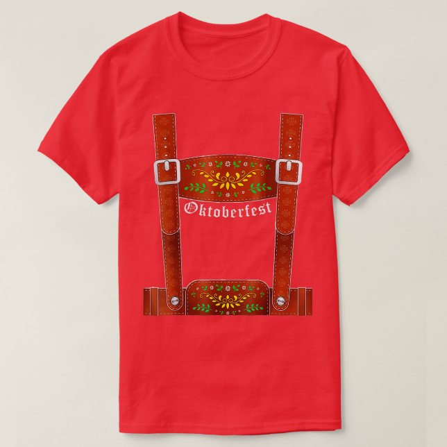 Camiseta Lederhosen Suspenders Oktoberfest Halloween Bavari (Frente do Design)