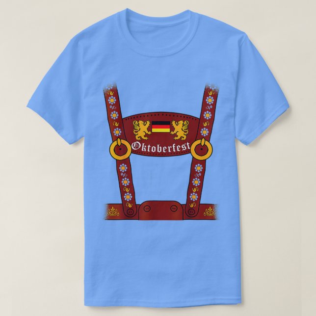 Camiseta Lederhosen Suspenders Oktoberfest Halloween Bavari (Frente do Design)