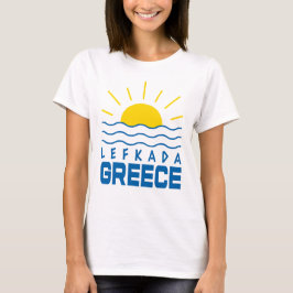 Camiseta Lefkada Grécia Sol e Ondas Marítimas Mulheres
