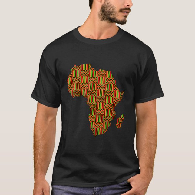 Camiseta Legal África Mapa Kente Cloth Presente Para Homens (Frente)