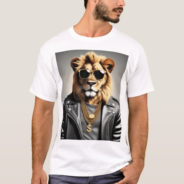 Camiseta Legal Animal Com Óculos De Sol E Jaqueta De Couro (Frente)