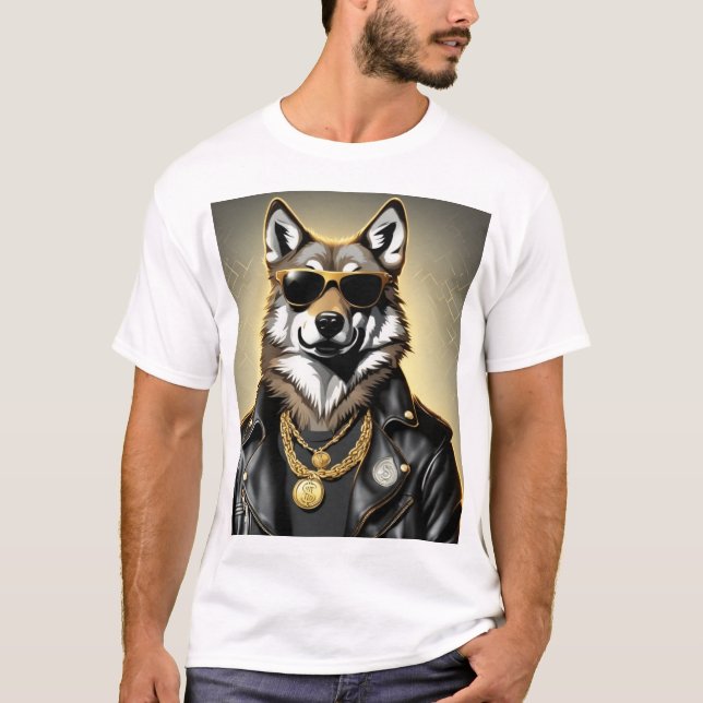 Camiseta Legal Animal Com Óculos De Sol E Jaqueta De Couro (Frente)