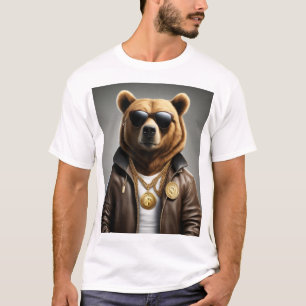 Camiseta Legal Animal Com Óculos De Sol E Jaqueta De Couro