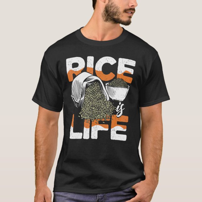 Camiseta Legal Arroz é Homens da Vida Mulheres Japoneses Fi (Frente)
