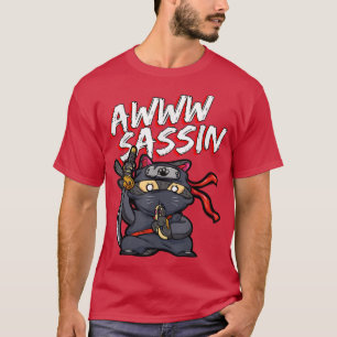 Camiseta Legal Awww Sassin Samurai Cat Funny Ninja Cat Mang