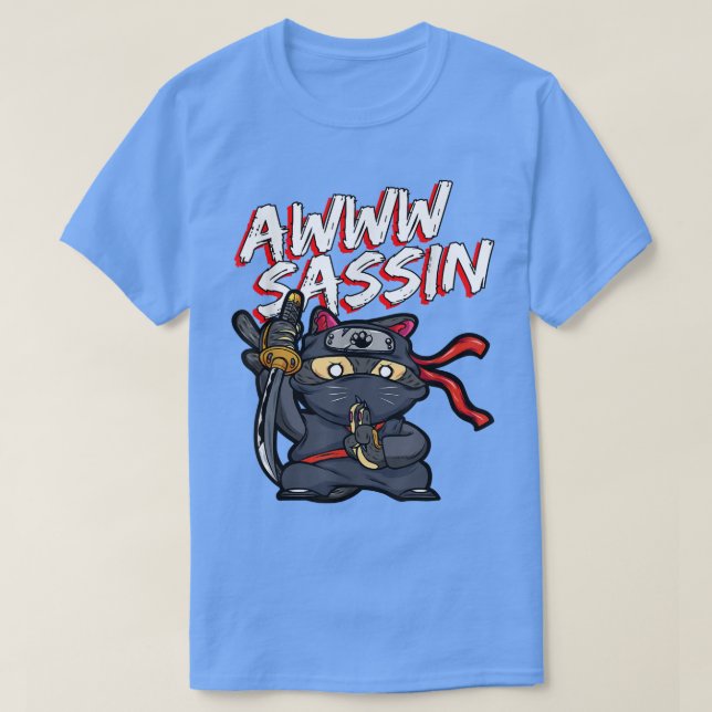 Camiseta Legal Awww Sassin Samurai Cat Funny Ninja Cat Mang (Frente do Design)