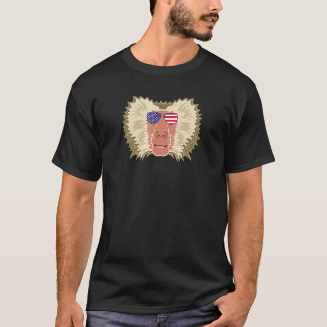 Camiseta Legal babuíno Vestindo a bandeira americana Óculos (Frente)