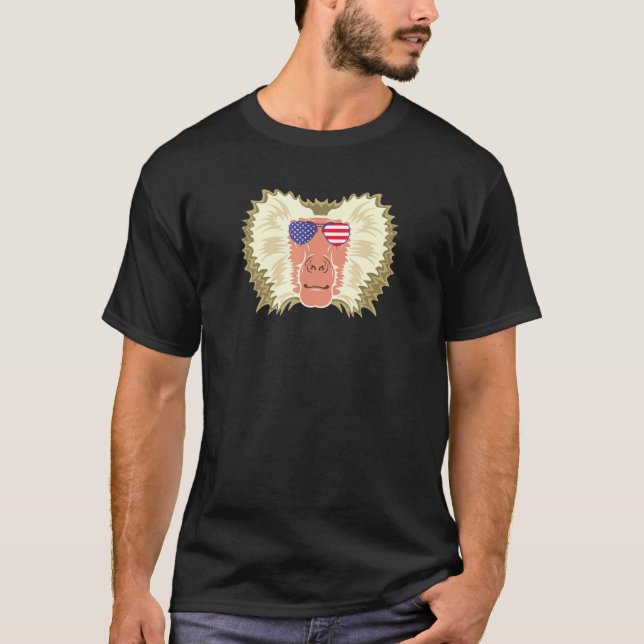 Camiseta Legal babuíno Vestindo a bandeira americana Óculos (Frente)