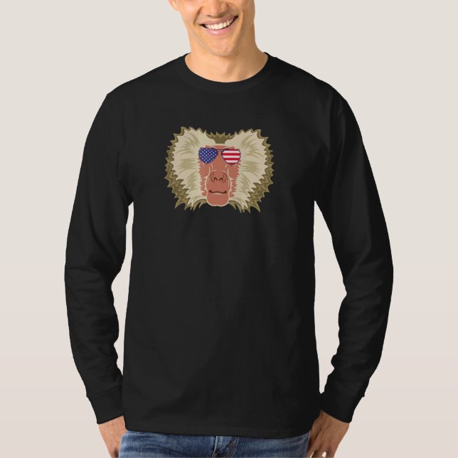 Camiseta Legal babuíno Vestindo a bandeira americana Óculos (Frente)