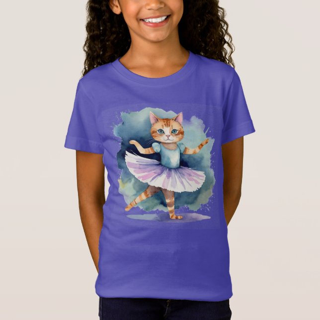 Camiseta Legal Ballerina Dançando Gato Gatinho Diversão Águ (Frente)