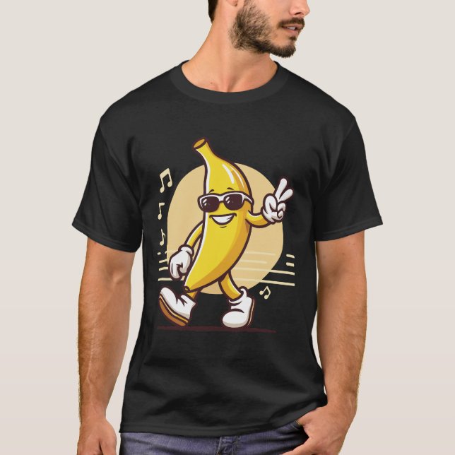 Camiseta Legal banana Vestindo óculos escuros Fruta engraça (Frente)