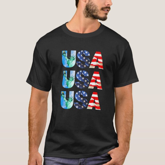 Camiseta Legal Bandeira Americana Patriótica 4 de julho Ver (Frente)