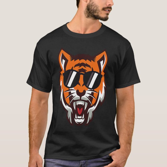 Camiseta Legal Boca aberta Bengala Tiger com Sol (Frente)